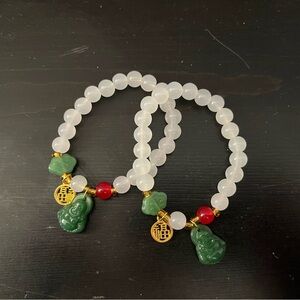 White Beaded Bracelet Set